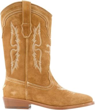 Zadig&Voltaire Tex Western Ankle Boots - female - Zadig & Voltaire - Cowboy & Biker Boots - Brown - 4 UK - Shoes