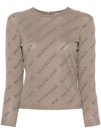 Balenciaga Trui met logo - Bruin