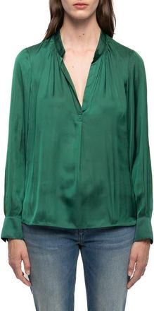 Zadig&Voltaire Tink Satin Blouse in Rain Forest at Nordstrom, Size X-Small