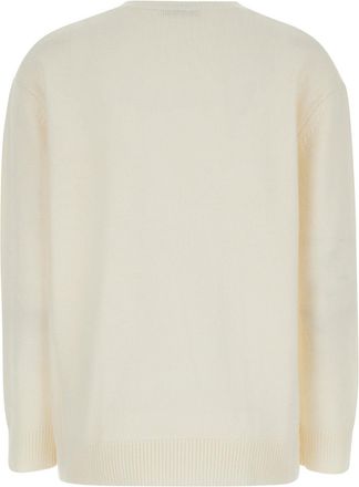 Max Mara Womens White Wool And Cashmere Sweater With Logo Tops Top