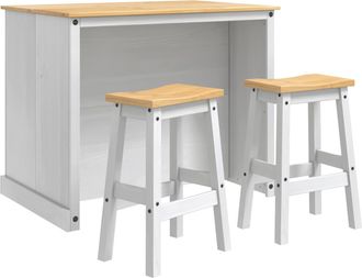 vidaXL Juego De Isla De Cocina 3 Uds. Y Cera De Miel Pino Macizo Vidaxl