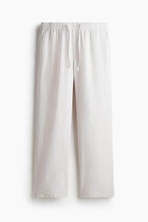 H&M Hose aus Leinenmix in Relaxed Fit - White