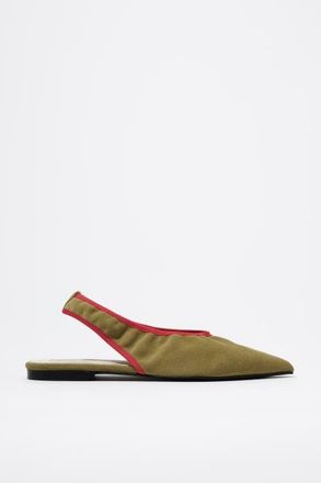 Bimba & Lola Leather Slingback Ballerina in Khaki at Nordstrom, Size 38