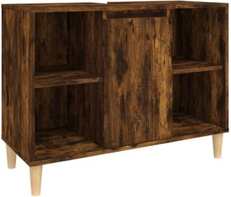 vidaXL Sink Cabinet Smoked Oak 80x33x60 cm Engineered Wood Vidaxl