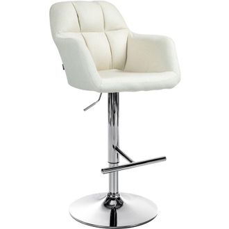 Clp Sgabello da bar in tessuto Natoma crema Metallo in look cromato