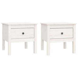 vidaXL Vidaxl - Mesa Auxiliar 2 Uds Madera Maciza De Pino Blanco 50x50x49 Cm