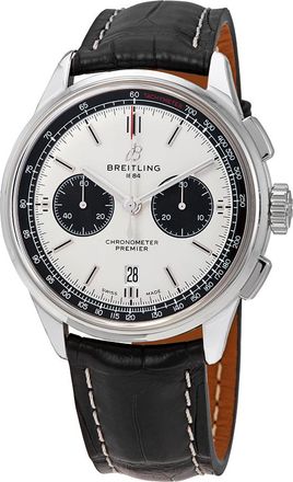 Breitling Pre-owned Breitling Premier Chronograph Automatic Chronometer Silver Dial Mens Watch AB0118221G1P2