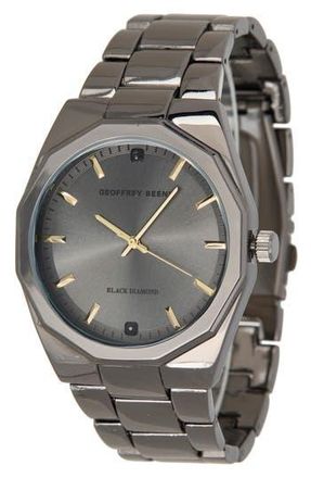 Geoffrey Beene Black Diamond Bracelet Watch, 41mm in Gunmetal at Nordstrom Rack