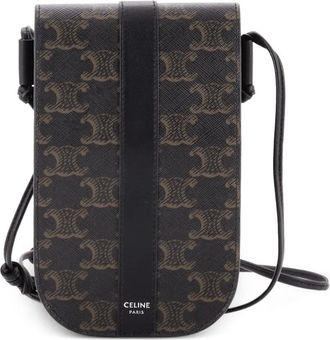 Celine Phone Crossbody Triomphe Coated Canvas with Leather pouch - Zwart