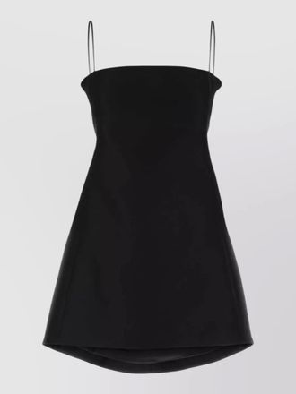 Balenciaga wool blend mini dress flared hem straps
