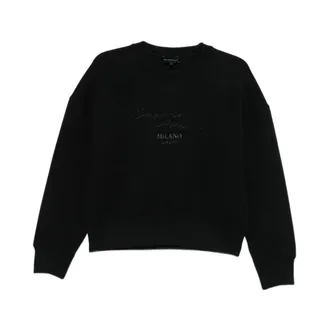 Emporio Armani Sweatshirts, female, Black, Size: XS Stretch Double Jersey Sweatshirt