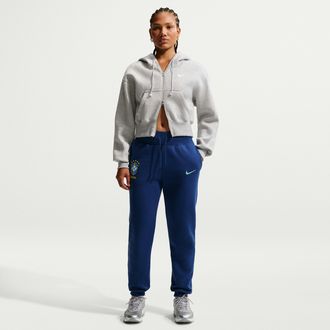 Nike Brazil Phoenix Fleece Nike Womens Soccer High-Waisted Pants in Blue | IB6132-433