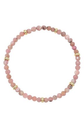 Zoe Lev Jewelry Rhodochrosite & 14K Gold Stretch Beaded Bracelet in Pink at Nordstrom