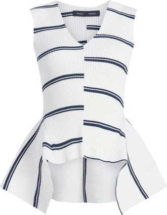 Proenza Schouler Eugenie Rib Knit Top - Dames - Tops zonder mouwen - Wit - M - Leer - Tops
