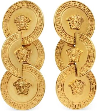 Versace Medusa pendant drop earrings - women - Brass - One Size - Gold