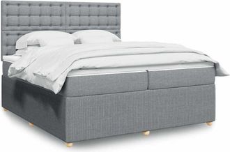 vidaXL Vidaxl - Cama Box Spring Con Colch&oacute;n Tela Gris Claro 200x200 Cm