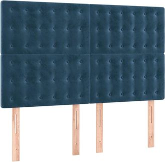 vidaXL Cabecero Con Luces Led Terciopelo Azul Oscuro 144x5x118/128 Cm Vidaxl