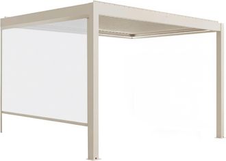 Oviala P&eacute;rgola bioclim&aacute;tica adosada motorizada de 3x4 m y 1 toldo crema