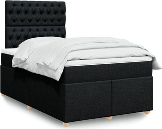 vidaXL Cama Box Spring Con Colch&oacute;n Tela Negro 120x190 Cm Vidaxl