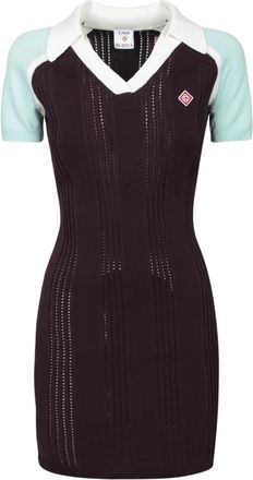 Casablanca Merino Polo Mini Jurk - Dames - Kleedjes - Paars - XS - Wol - Kleedjes