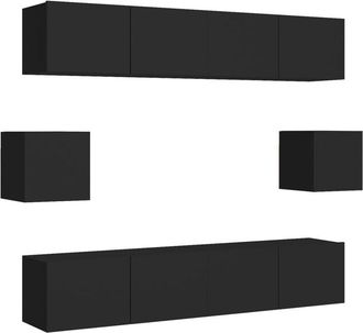 vidaXL Vidaxl - 6 Piece tv Cabinet Set Black Engineered Wood