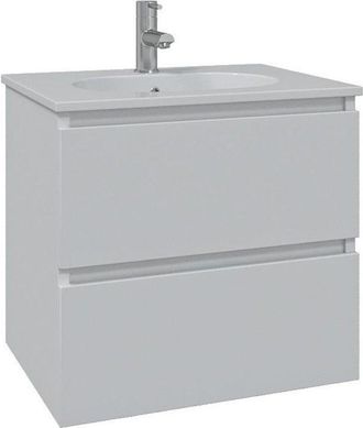 Saniclass Chaci Badkamermeubelset - 80x46x55cm - keramische wastafel wit - 1 ovale wasbak - 1 kraangat - 2 lades - mat wit