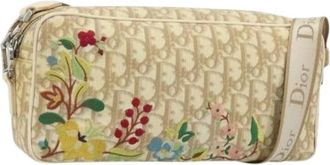 Dior Pre-owned Cross Body Bags, female, Beige, Size: ONE SIZE Pre-owned Vintage Trotter Canvas Shoulder Bag