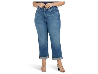 NYDJ Plus Size Bailey Relaxed Straight Crop Cuff Jeans Womens Clothing Breezy Palms : 18W 26, Cotton/Denim/Lycra