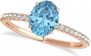 Allurez Blue Topaz & Diamond Accented Oval Shape Engagement Ring 14k Rose Gold (1.00ct)