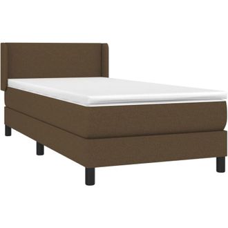 vidaXL Cama Box Spring Con Colch&oacute;n Tela Marr&oacute;n Oscuro 90x190 Cm Vidaxl