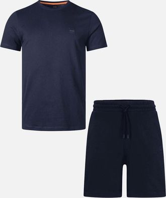 HUGO BOSS Mens Tales Sewalk Cotton Relaxed Fit Navy Short Set - Black/Navy - Size: 37/36/32/42