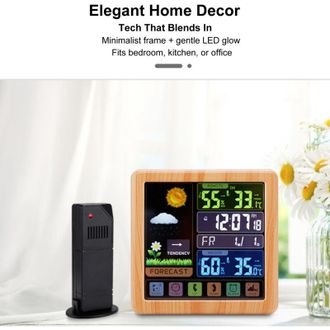 OEM Reloj Meteorol&oacute;gico Inal&aacute;mbrico Con Pantalla T&aacute;ctil Multifuncional, Temperatura Interior Y Exterior, Humedad Y Pron&oacute;stico Del Tiempo -crezuo