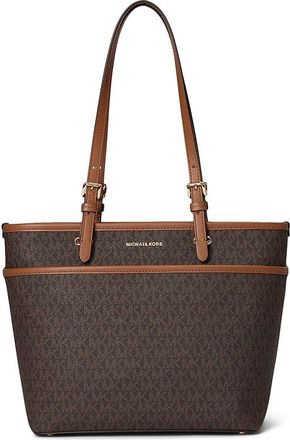 Michael Kors Winston Medium Top Zip Pocket Tote Handbags Brown/Acorn, Canvas/Polyester/Polyurethane