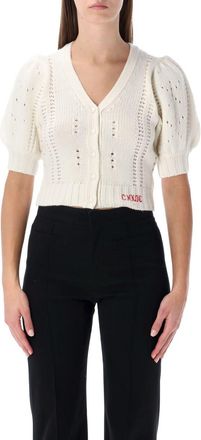 Chloé Wool And Cashmere Puff-Sleeve V-Neck Cardigan