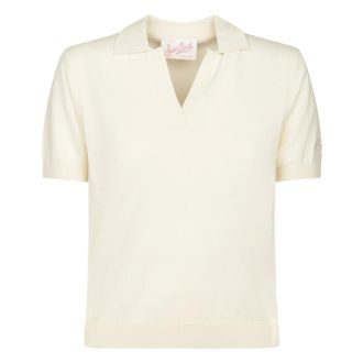 MC2 Saint Barth V-neck Knitwear, female, Beige, Size: M Evonne Polo