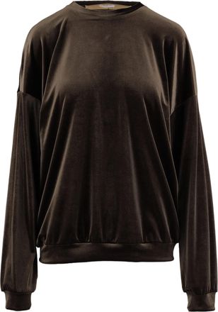 DON'T @ ME Brown Velvet Finish Stretch Jersey Sweatshirt