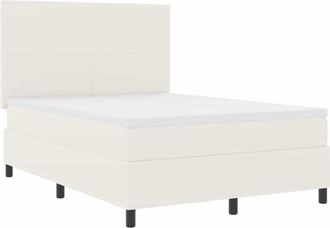 vidaXL Box Spring Bed Cream and White 140 x 200 cm Corduroy Fabric vidaXL