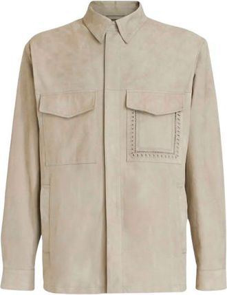 Etro Beige Leather Over-Shirt / Jacket Size M