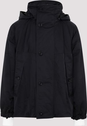 Bottega Veneta Mens Hooded Nylon Jacket - Black Wool - Size X-Small
