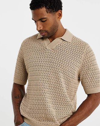 Jack & Jones Only & Sons Nyle Crochet Polo - Natural