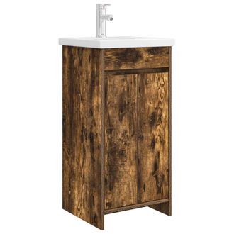 vidaXL Vanidad De Ba&ntilde;o Con Lavabo Roble Ahumado 42 X 40 X 84,5 Cm Vidaxl