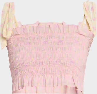 LoveShackFancy Corbin Smocked Crop Top