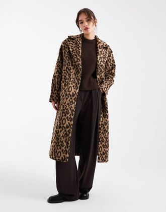 Pieces Vestito lungo elegante leopardato-Multicolore
