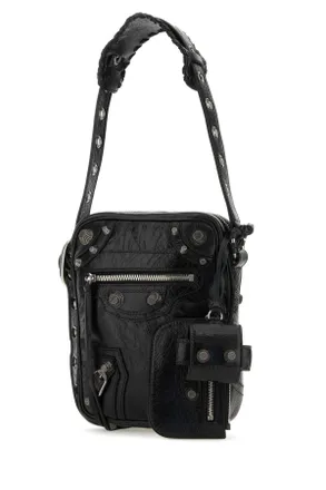 Balenciaga Black Leather Le Cagole Men Crossbody Bag 1000 P Domesticated Lamb Borse A Tracolla