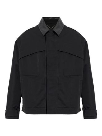 Golden Goose leather collar jacket - men - Cotton/Calf Leather - 50 - Black