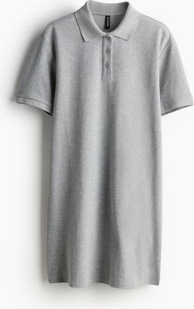 H&M Kleid aus Baumwollpikee mit Kragen - Grau