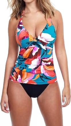 Gottex Sugar And Spice Halter Swim Tankini Top In Blue Multi