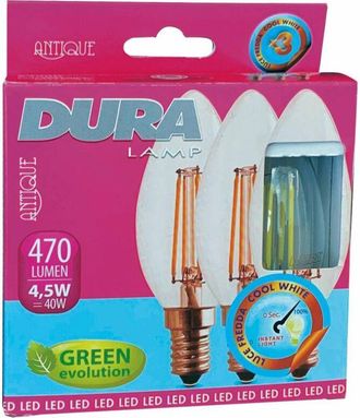 Dura Lamp Led Set 3 Candela 4W E14 L470-2700K Calda - 10 Cf