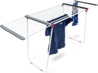 Relaxdays Relaxdays - Tendedero Plegable, Soporte Secar Ropa Extensible De Pie, Hierro, 18m Largo De Tendido, 91x63x199 Cm, Blanco