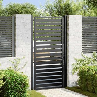 Berkfield Home Garden Gate Lockable Black 100x180 cm Aluminium